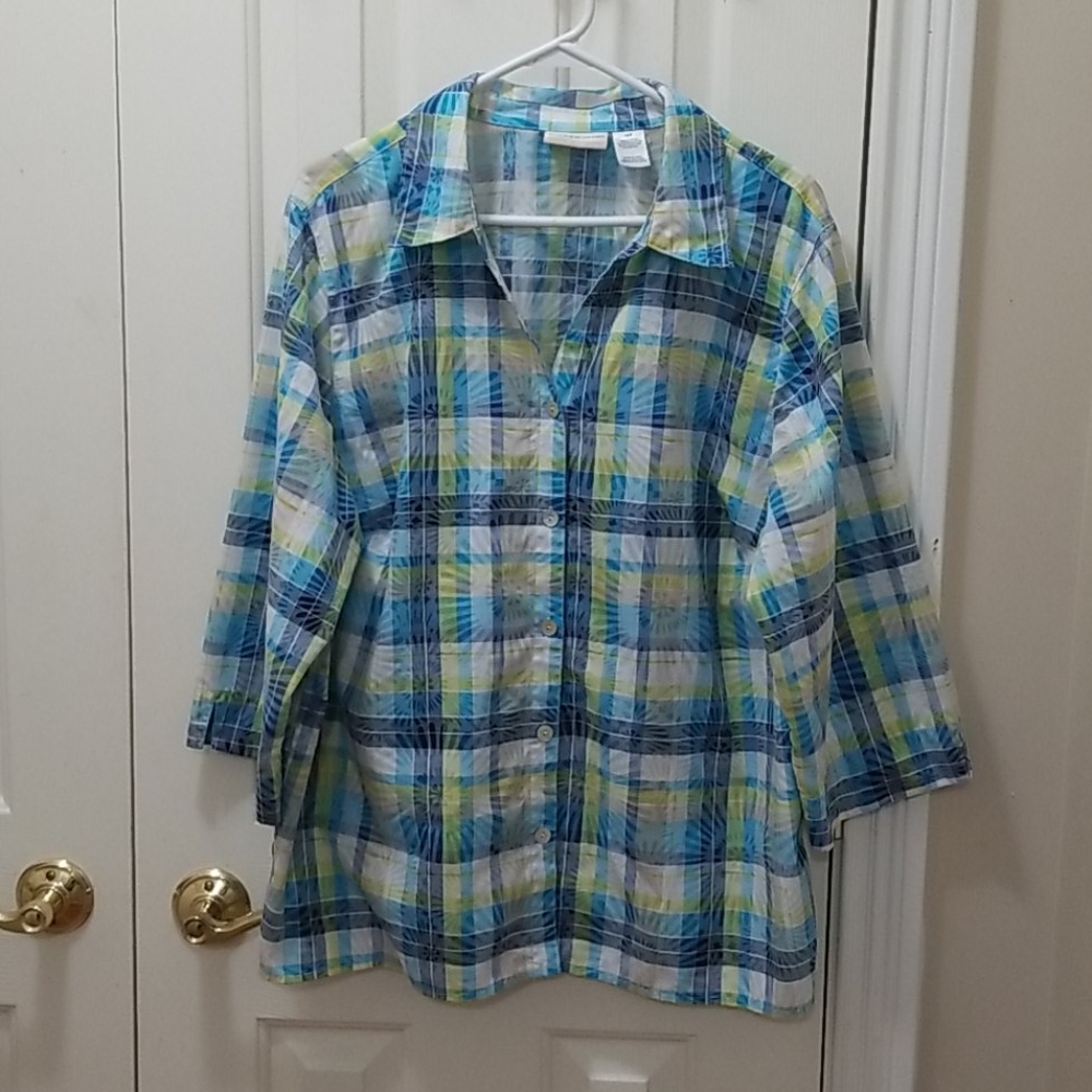 3/$15 Alfred Dunner plaid blouse sz 18W